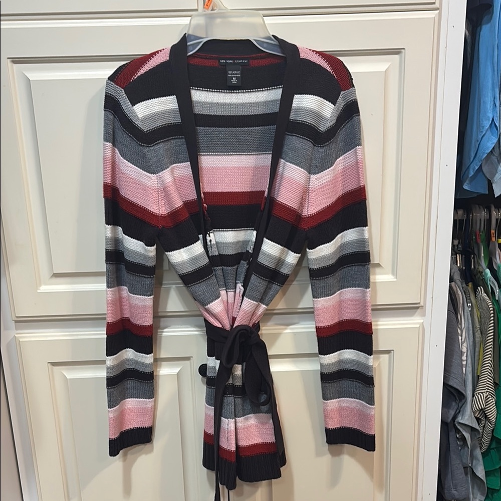 New York & Company Black and Pink Cardigan Sweater